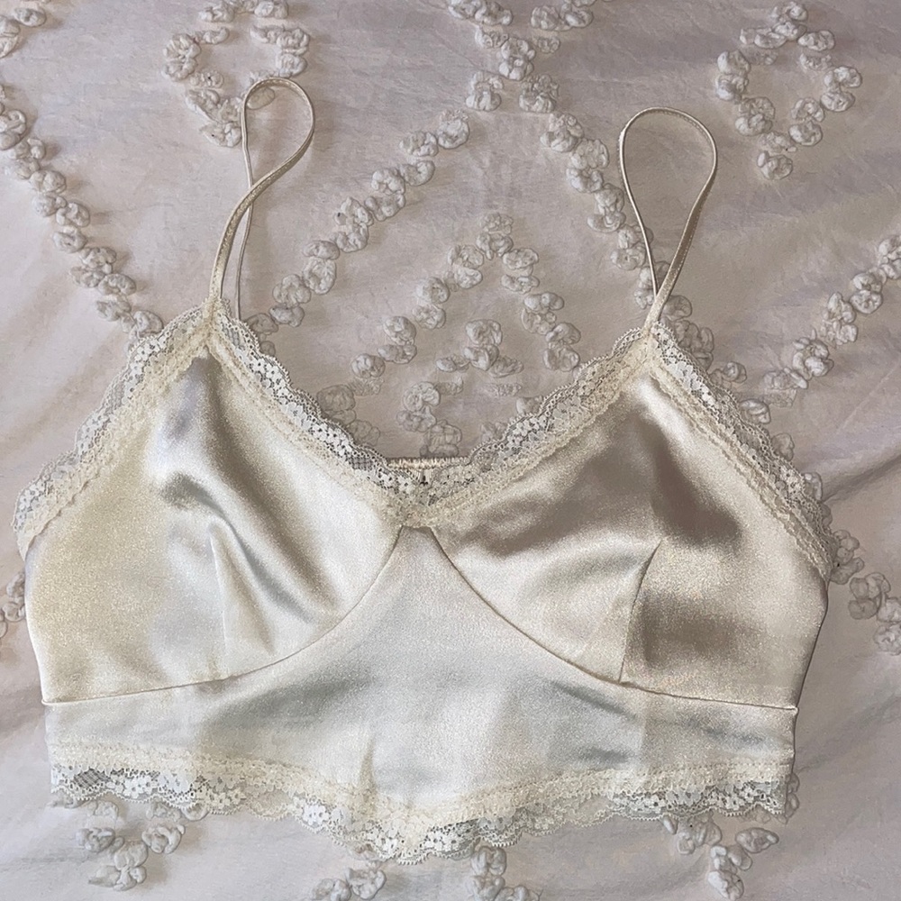 Derek Heart Lace Satin Crop Top